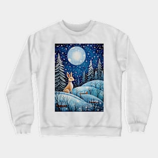 Moonlit Reverie: The Hare's Serenity Crewneck Sweatshirt